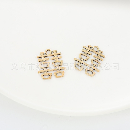 Alloy happy character hairpin material diy handmade ancient style hairpin Chinese style bride holding round fan jewelry accessories