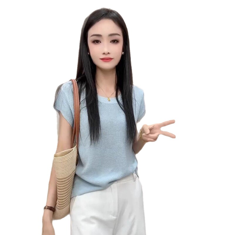 设计感后背镂空短袖针织衫女2025夏季新款洋气减龄别致上衣潮女装|undefined
