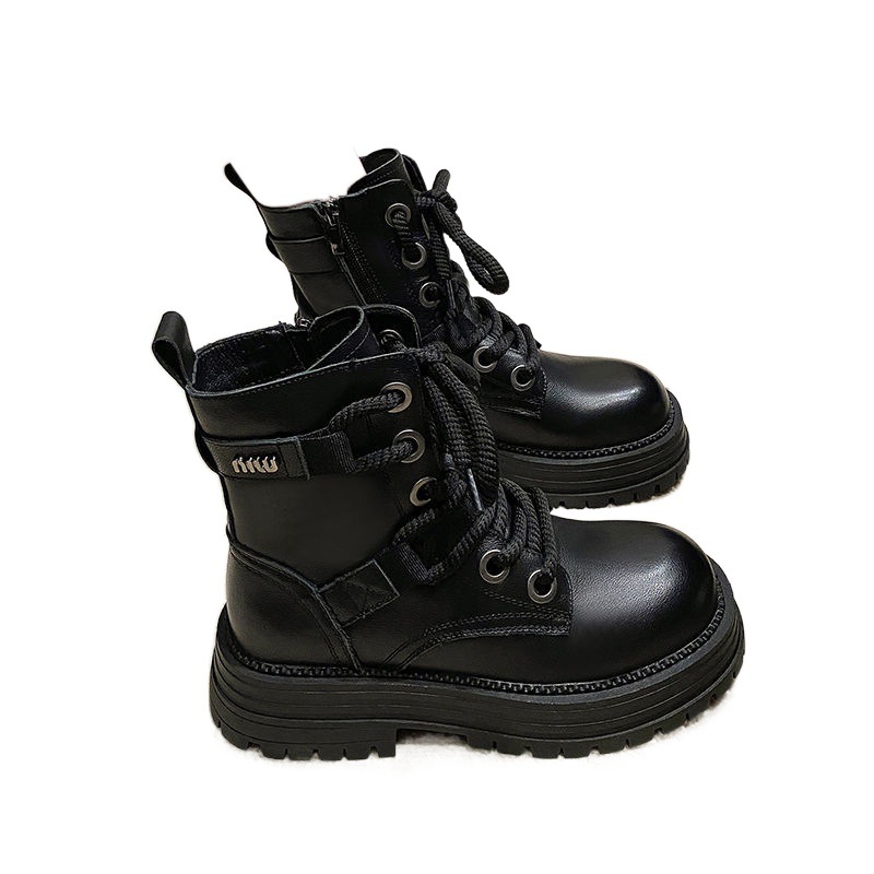 Martin short spring and autumn single bo, 2024 new cotton shoes, winter plush women's true soft leather motorcycle_voghion.com