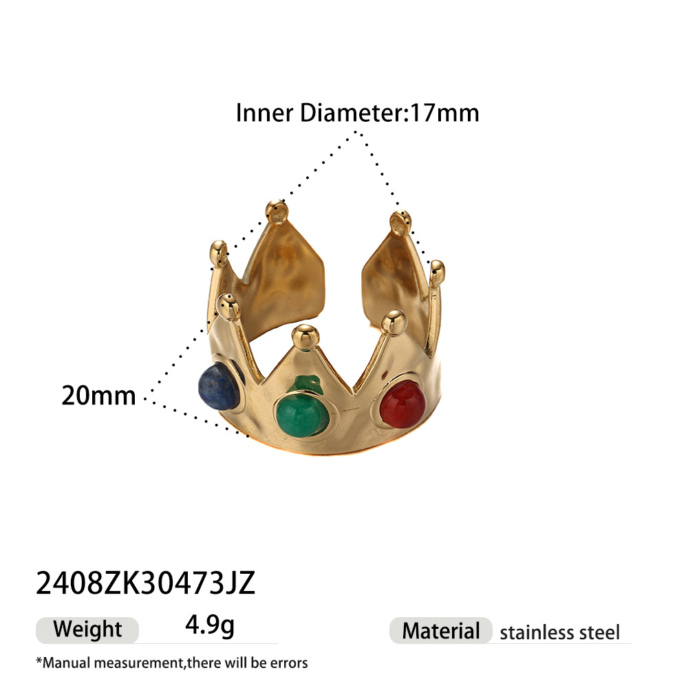 Anillo de acero inoxidable de alta calidad ligero de alta calidad estilo universal anillo de piedra natural de color femenino no se desvanece