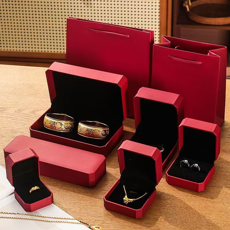 New Octagonal Chow Tai Fook Jewelry Box Gold Pair Ring Necklace Box Pig Brand Dragon and Phoenix Bracelet Bracelet Packaging Box