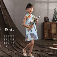 Детский новый хлопковый и льняный чонсам модифицированная версия Hanfu ученицы китайского сказочного костюма