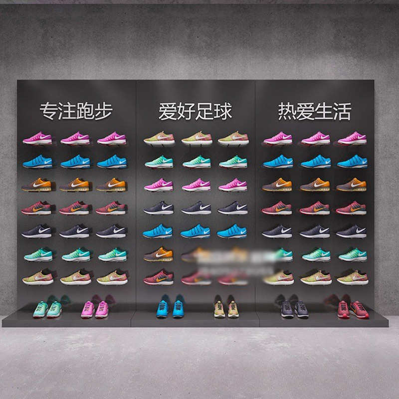 Tienda de ropa estante de exhibición gabinete de exhibición de pared Zapatero tienda de zapatilla de deporte estante centro comercial tienda de zapatos estante de zapatos