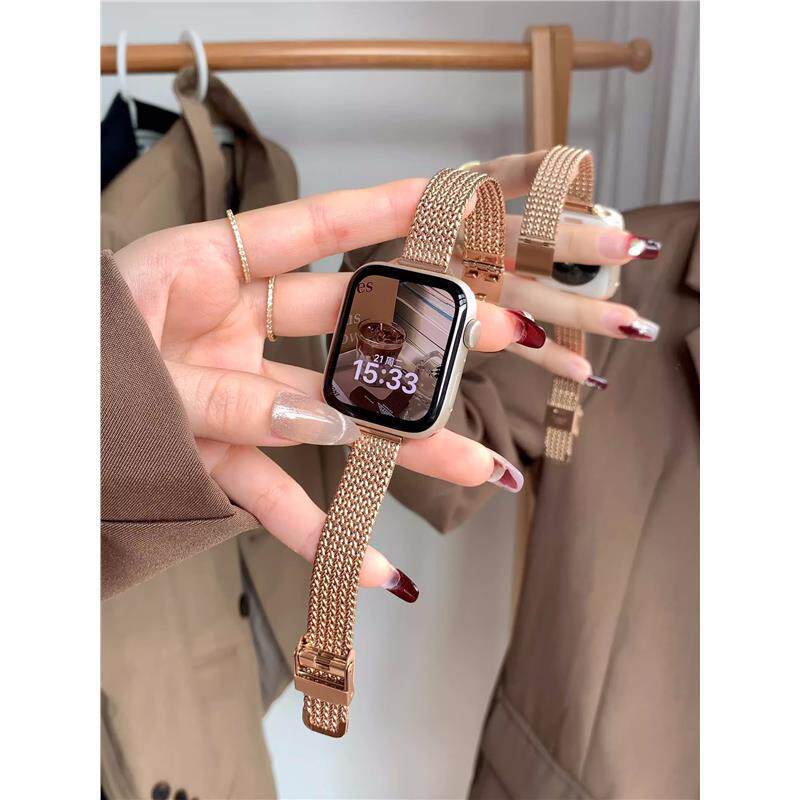 Rose gold - wheat ear slim 14mm [clasp] / Single watch strap [no accessories]