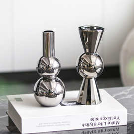 北欧轻奢水晶几何饰品花瓶摆件样板间卧室酒店烛台家居艺术工艺品