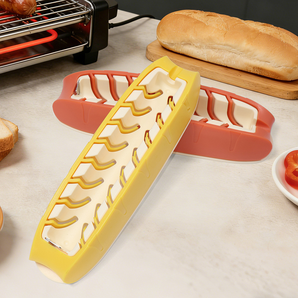 In-Stock Plastic Sausage Cutter, Sausage Hot Dog Fancy Cutting Mold, Creative Cutting Tool for Meat Sausages and Grilled Sausages