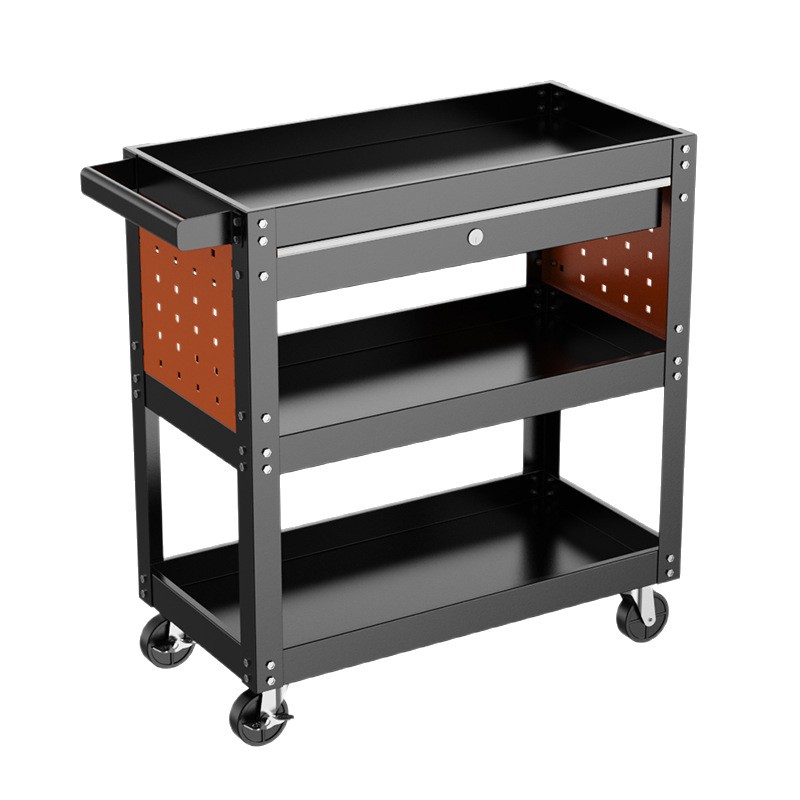 Carro de herramientas de tres capas carro de reparación de automóviles cajón lateral carro móvil multifuncional de piezas de almacenamiento doméstico carro de herramientas