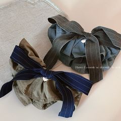 韩系条纹裙摆蝴蝶结发夹复古气质弹簧夹顶夹百搭温柔发饰新款