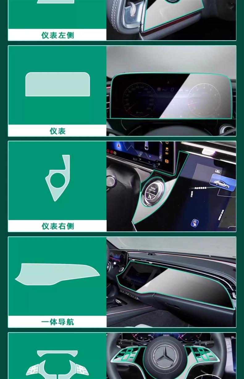 25 Mercedes-Benz E-Class E300L/E260L Interior Protection Central Control Film Navigation Instrument Screen Tempered Film Modification