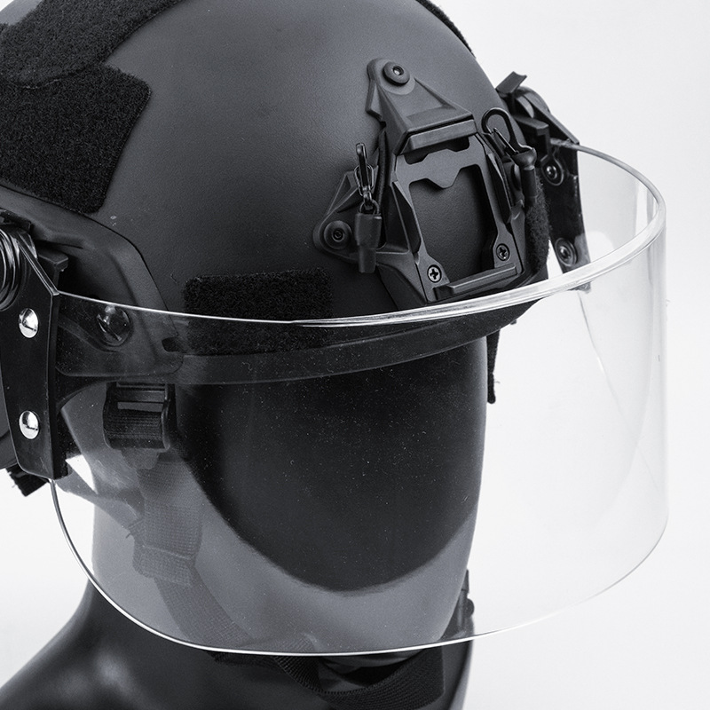 Casco Táctico con Visera Protectora Transparente Desmontable, Anti-Esturbios, Anti-Golpes Faciales, Moderno para Actividades al Aire Libre
