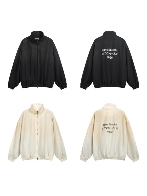 High-Quality Cross-Border Trendy Brand Ac Distressed Dirty Color Logo Blurred Letters 1996 Printed Men's and Women's Jackets and Windbreakers