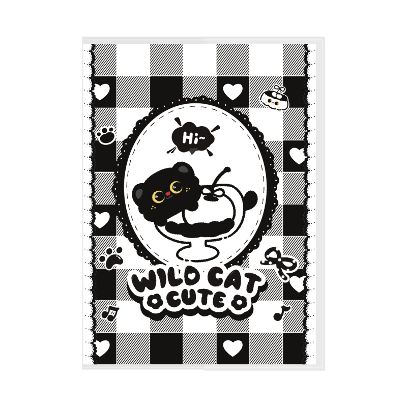 ブラック子猫ラバーカバーインスタイルノートブックポータブルポケットノートブック学生ミニシンプルなメモ帳単語ノートブック|undefined