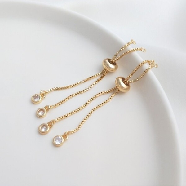 14K 골드 컬러 보존 실리콘 구슬 조정 연장 체인 짧은 위험 지르콘 DIY 팔찌 보석 망원경 플러스 체인