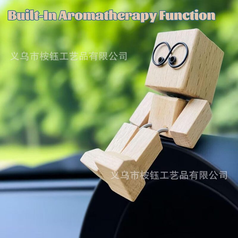 跨境新品 Shaking Wooden Man Figurine汽车装饰手工制作摇脚摆件|undefined