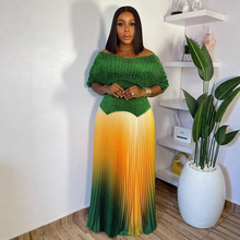 工厂直销miyake三宅2025夏季新款非洲大码褶皱渐变高级感套装裙女