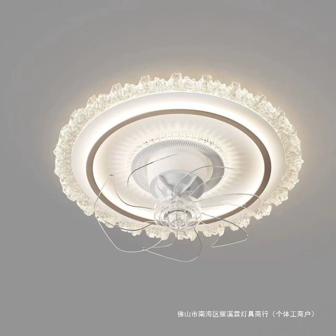 Новый яркий хрустальный потолочный светильник для спальни в Гуандуне, Чжуншань, вращающийся вентилятор, интеллектуальная голосовая защита, полный спектр