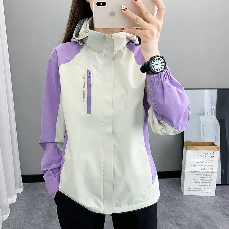 2024情侣户外冲锋衣单层防风防水秋季薄款风衣外套冲锋衣女休闲外