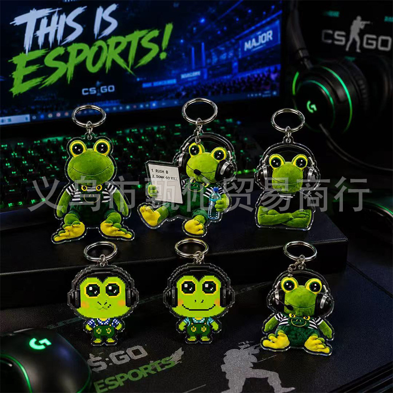 Csgo Frog Coach Acrylic Keychain Cartoon Photo Double-Sided Personalized Picture Pendant Chain Decoration Standee