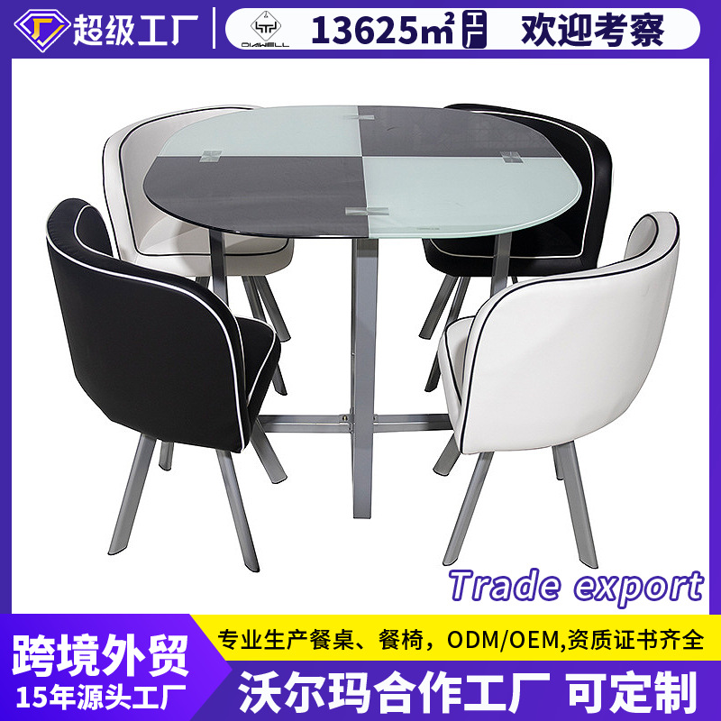 Pintura personalizada de vidrio temperado mesas de comedor caseras mesas de comedor simple mesas de negociación set