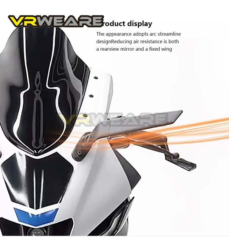 Fixed wind wing motorcycle rearview mirror suitable for race 600 Kawasaki ninja spring breeze SR250 modified wind knife reflector