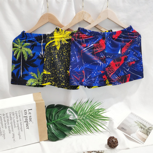 Men's flat-bottomed pants, multi-colored swimming trunks, swimwear, hot spring, beach swimming trunks