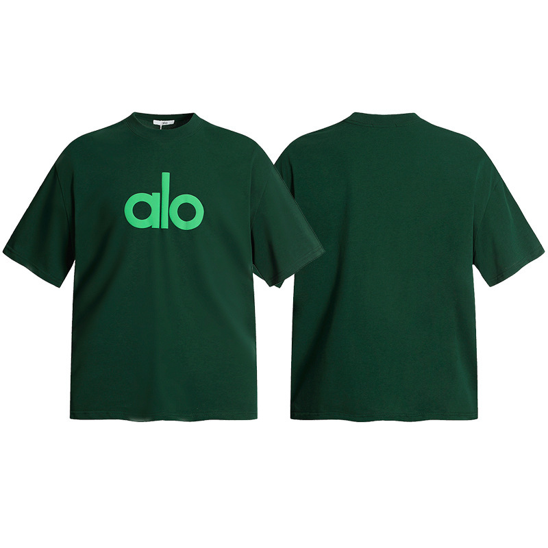 アメリカンハイストリートAloレターフォーム半袖ルーズニッチカジュアル万能男女カップルシンプルTシャツ半袖シャツ|undefined