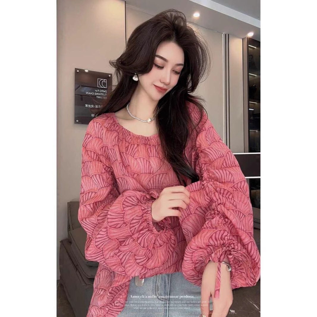 chubby girl extra large size 150.00kg fashion off-shoulder shirt women's summer European goods drawstring lazy style sunscreen top