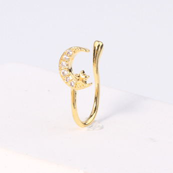 Fashionable nose piercing, diamond stone inlay, nose clip, European style