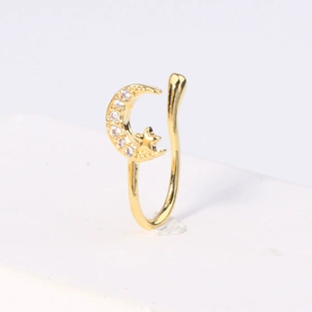 Fashionable nose piercing, diamond stone inlay, nose clip, European style