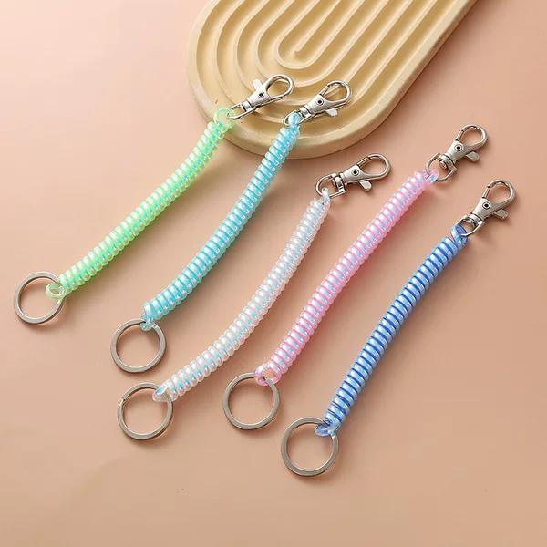 Plastic spring rope key chain magic color telephone line Spring rope key chain lost rope telephone line key chain wholesale