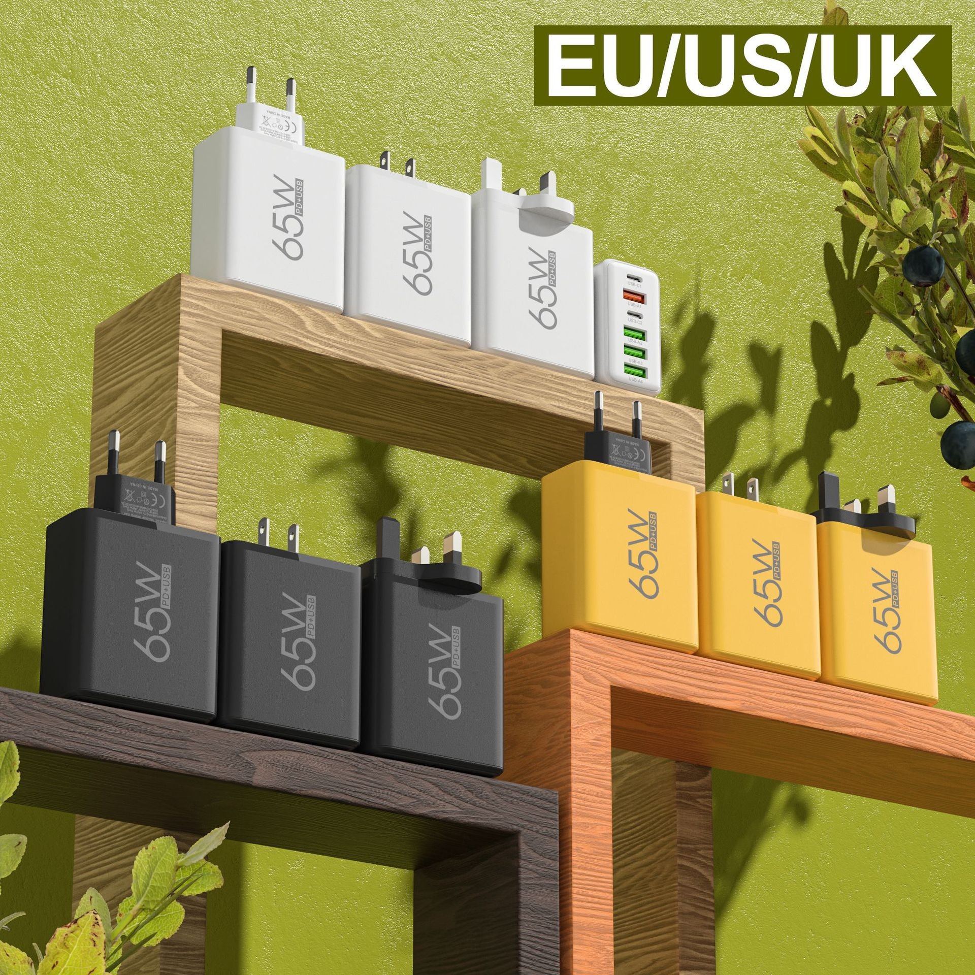 4USB+DualTypeC Charger for Apple15 PD65W Fast Charge