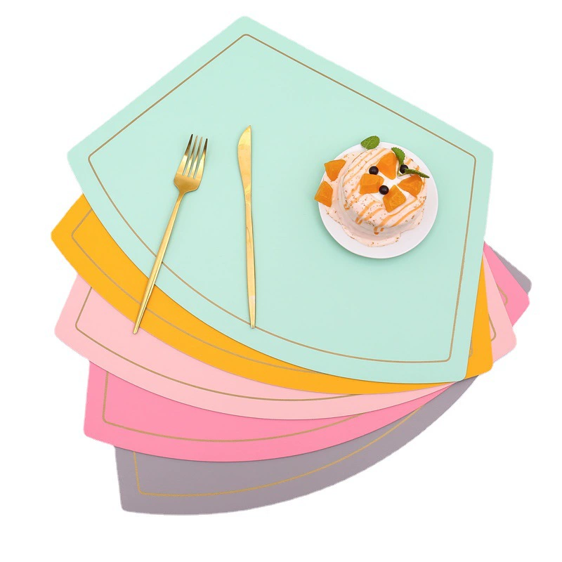 Round table fan-shaped Western food mat waterproof and oil-proof table mat heat insulation mat high temperature resistant coaster bowl plate mat heat insulation and anti-scalding