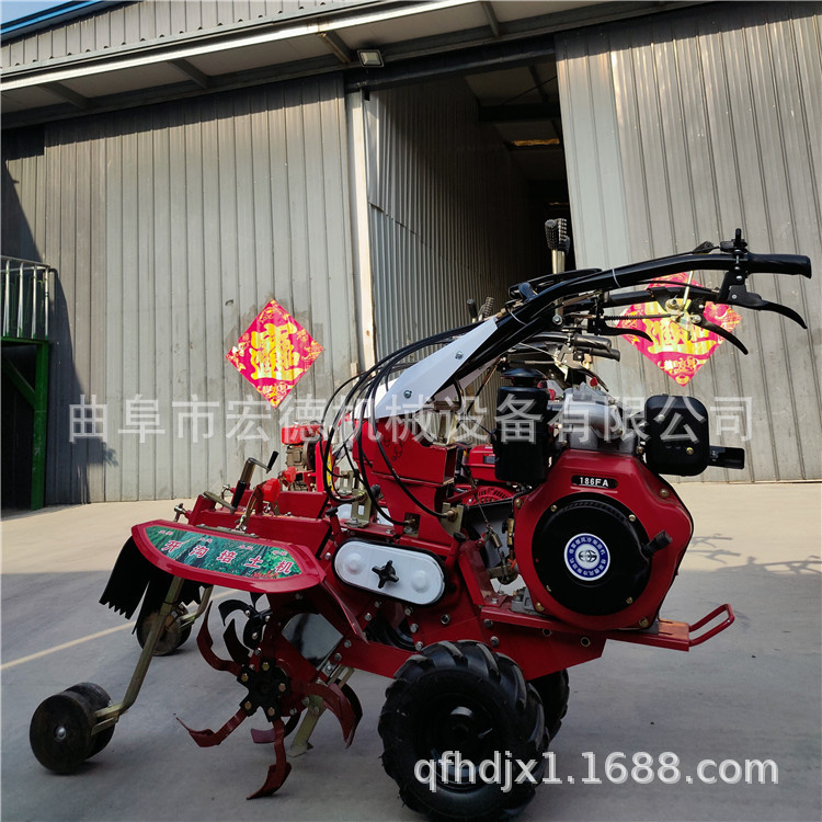 柴油汽油款田园管理机 电启风冷开沟培土机 大棚葱姜旋耕机