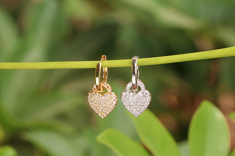 Copper Material Geometric Pattern Korean Peach Heart Earrings Wholesale