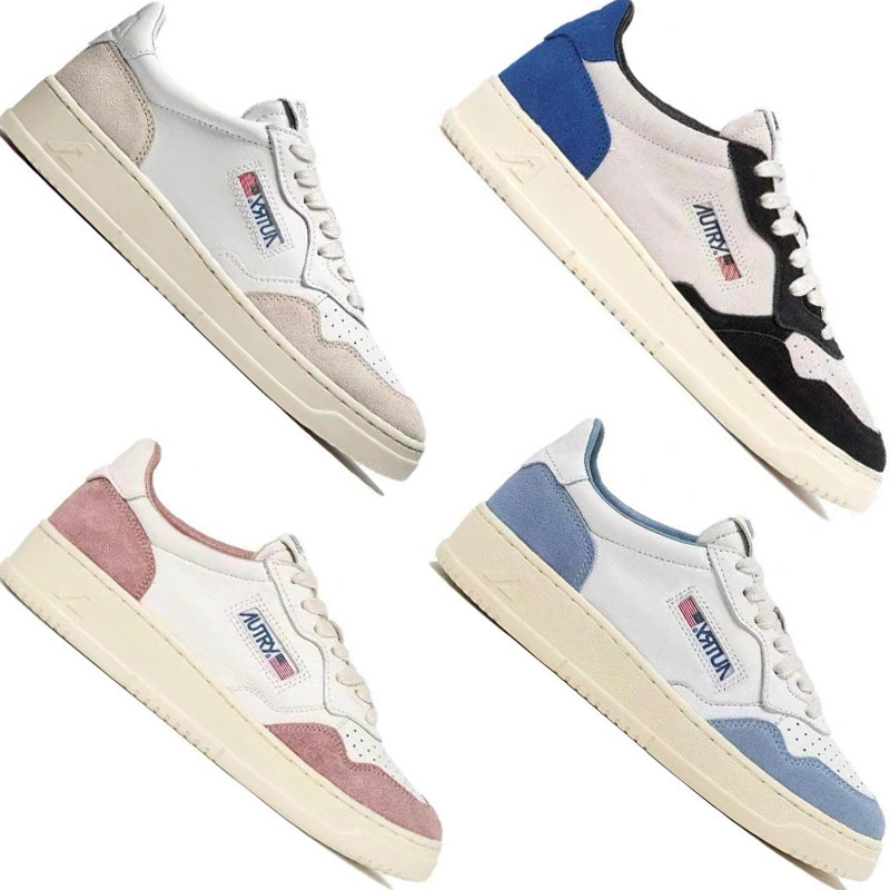 Autry White Shoes for Women Autry Genuine Leather Men's and Women's Korean Style Frosted Sports Shoes Low-Top Casual Retro Sneakers