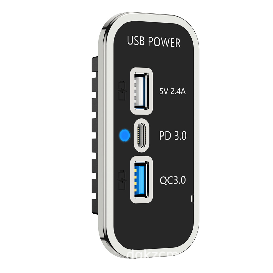 Fast charging three charging ports type-cpd3.0+ usbqc3.0+ usb5v2.4a