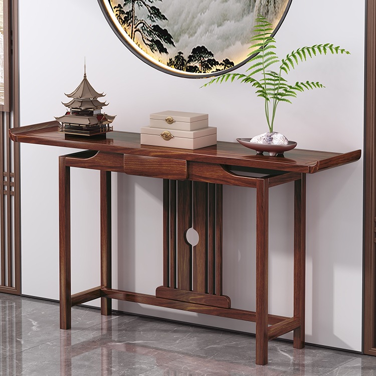 Solid Wood Entrance Table, New Chinese Style Altar, Household Buddha Table, Tribute Table, Buddha Niche, Table Cabinet, Case and Storage