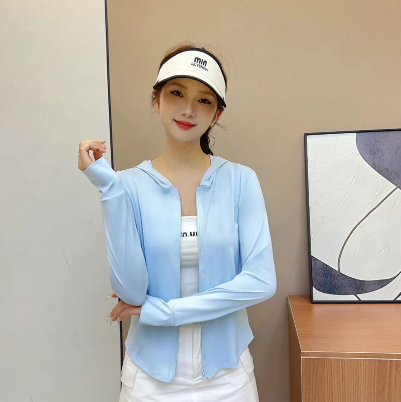 パープルスリムフィットフード付きアウトドアカジュアルクール日焼け止め服夏の抗 UV アイスシルク日焼け止めジャケット|undefined