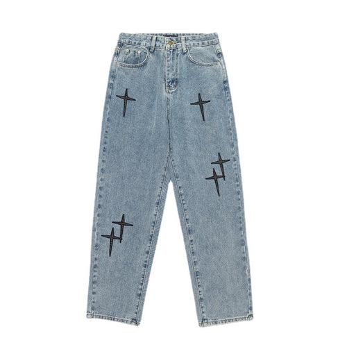 Men's Straight Leg Loose Jeans  Spring and Autumn New Korean Style Trendy Casual Men's Nine-Piece Pants Hong Kong Style Wide Leg Pants