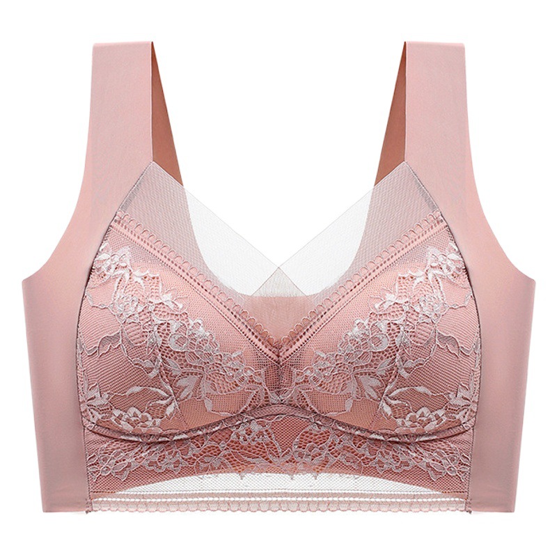 Estilo de calidad estilo explosivo transfronterizo hermoso sujetador de texto trasero pecho grande muestra pequeño y delgado top de tubo ropa interior sin costuras sin soporte de anillo de acero