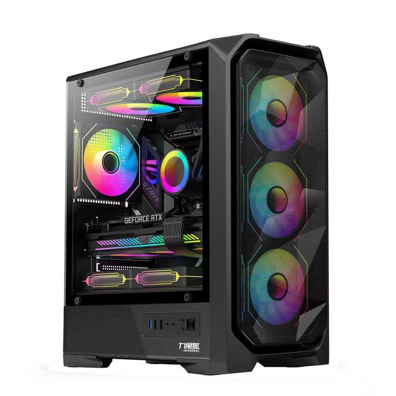 Nine-Tailed Fox T12 Assembled Computer Case Desktop Atx Large Board Full Side Transparent E-Sports Game Host Case Matx