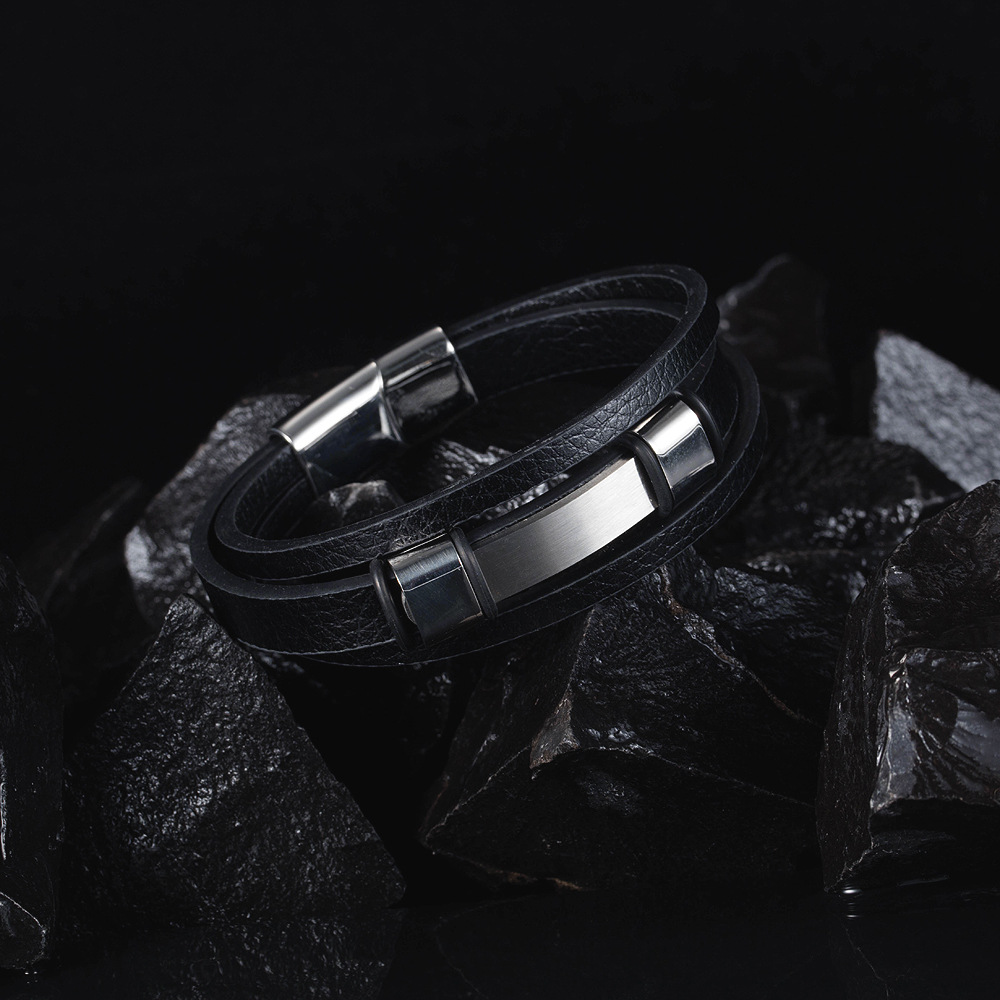 Retro double-layer stainless steel bracelet