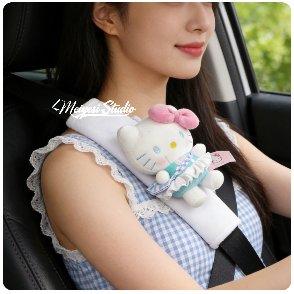 New Spring Outing Hello Kitty Plush Toy Car Seatbelt Shoulder Pad Car Interior Accessories New Car Gift