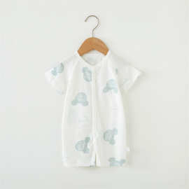 婴儿衣服连体衣短袖新生儿纯棉新款夏季网眼透气宝宝哈衣爬服夏装