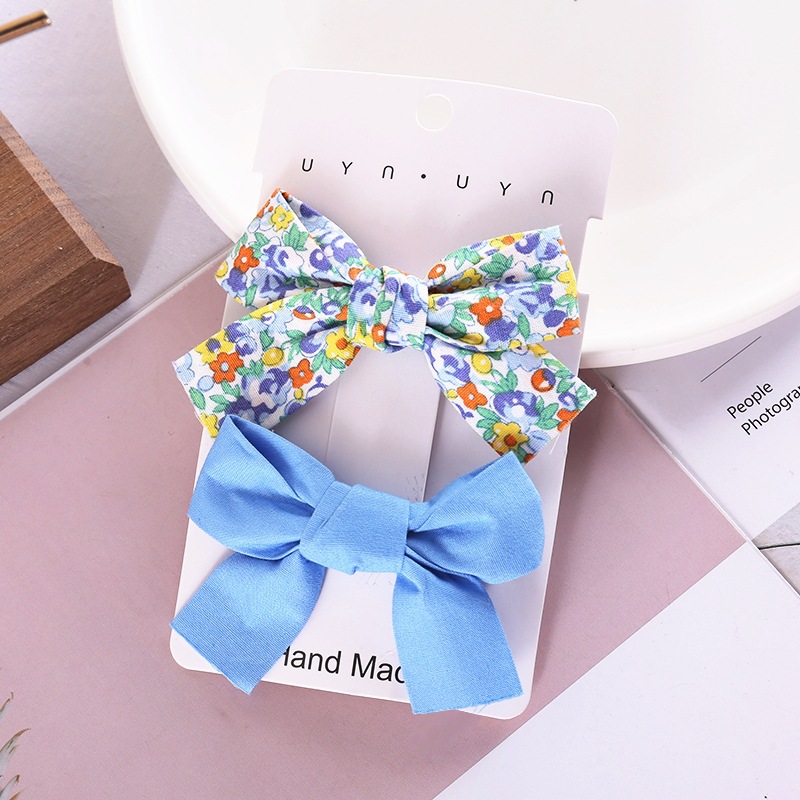 Sweet Flower Bow Knot Cloth Printing Hair Clip 2 Pieces display picture 5