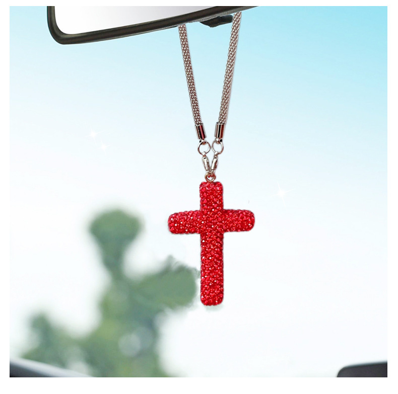 Diamond Cross Stainless Steel Accessories Car Pendant Car Hanging High-end Car Hanging Pendant Diy Jewelry Bracelet