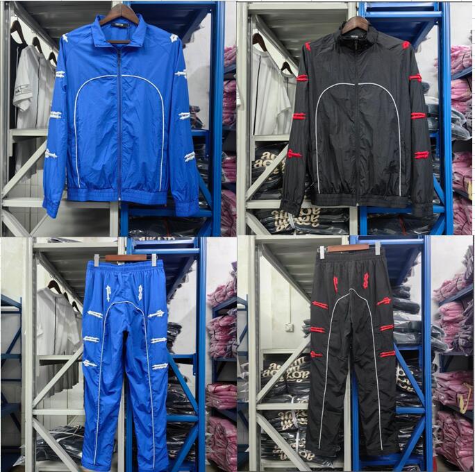 Cross-Border Export Trendy Brand Trapstar Jacket Suit Embroidered Letters Logo Webbing Zipper Windbreaker Pants for Men Cross-Border Export Trendy Brand Trapstar Jacket Suit Embroidered Letters Logo Webbing Zipper Windbreaker Pants for Men