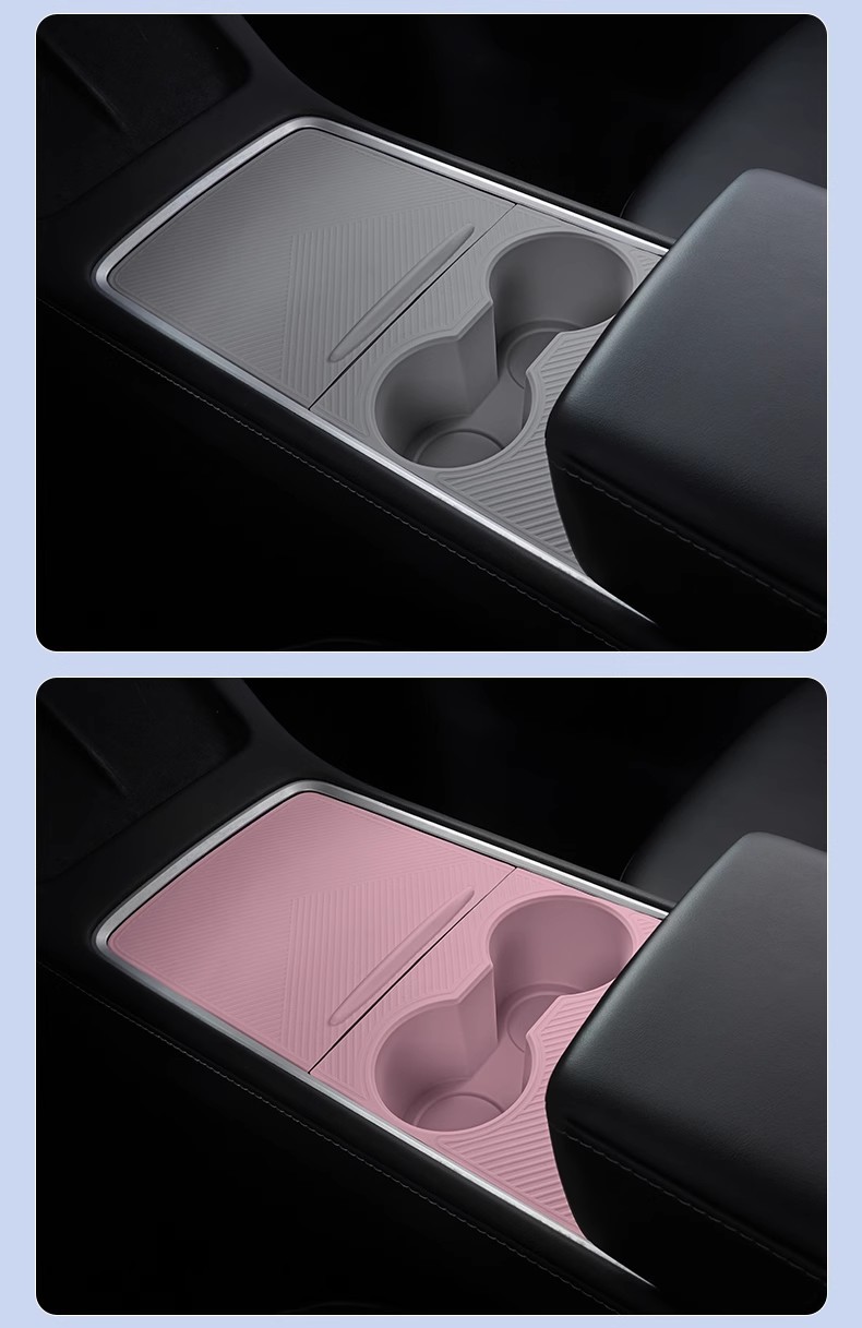 Suitable for Tesla Silicone Center Console Mat, New Version Model Y/Yl/3, Integrated with Water Cup, Electrostatic Adsorption Center Console