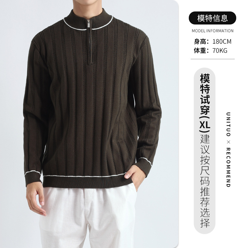 Lujo ligero para hombres de cuello medio alto polo polo polo de alto nivel de negocios suéter casual jersey polo