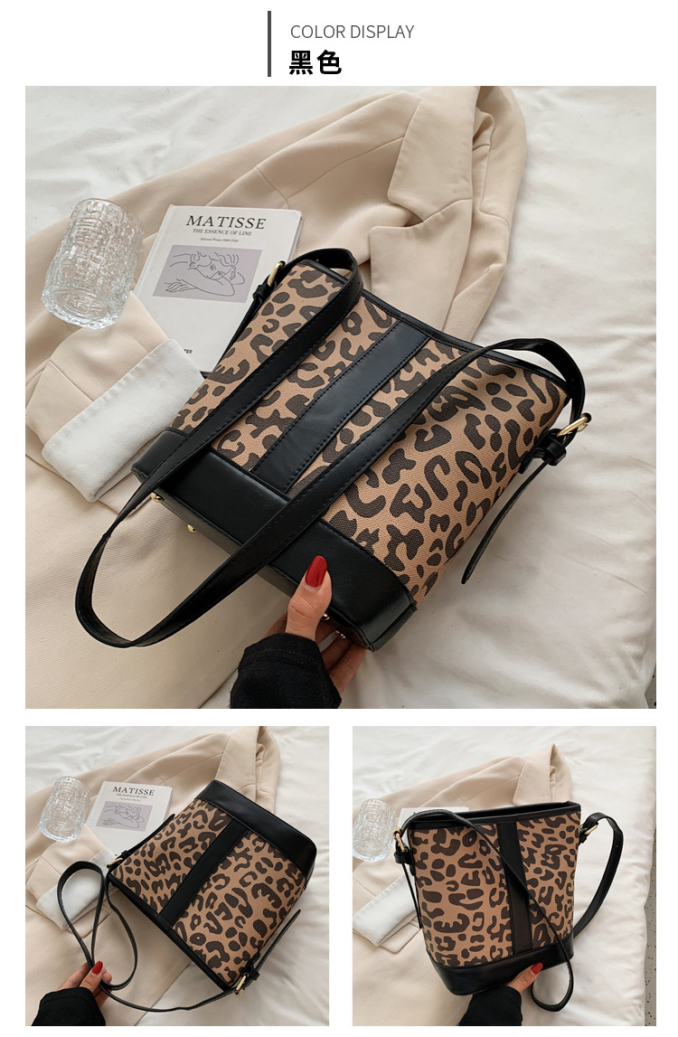 Casual Shoulder Messenger Leopard Print Bucket Bag Wholesale Nihaojewelry display picture 4